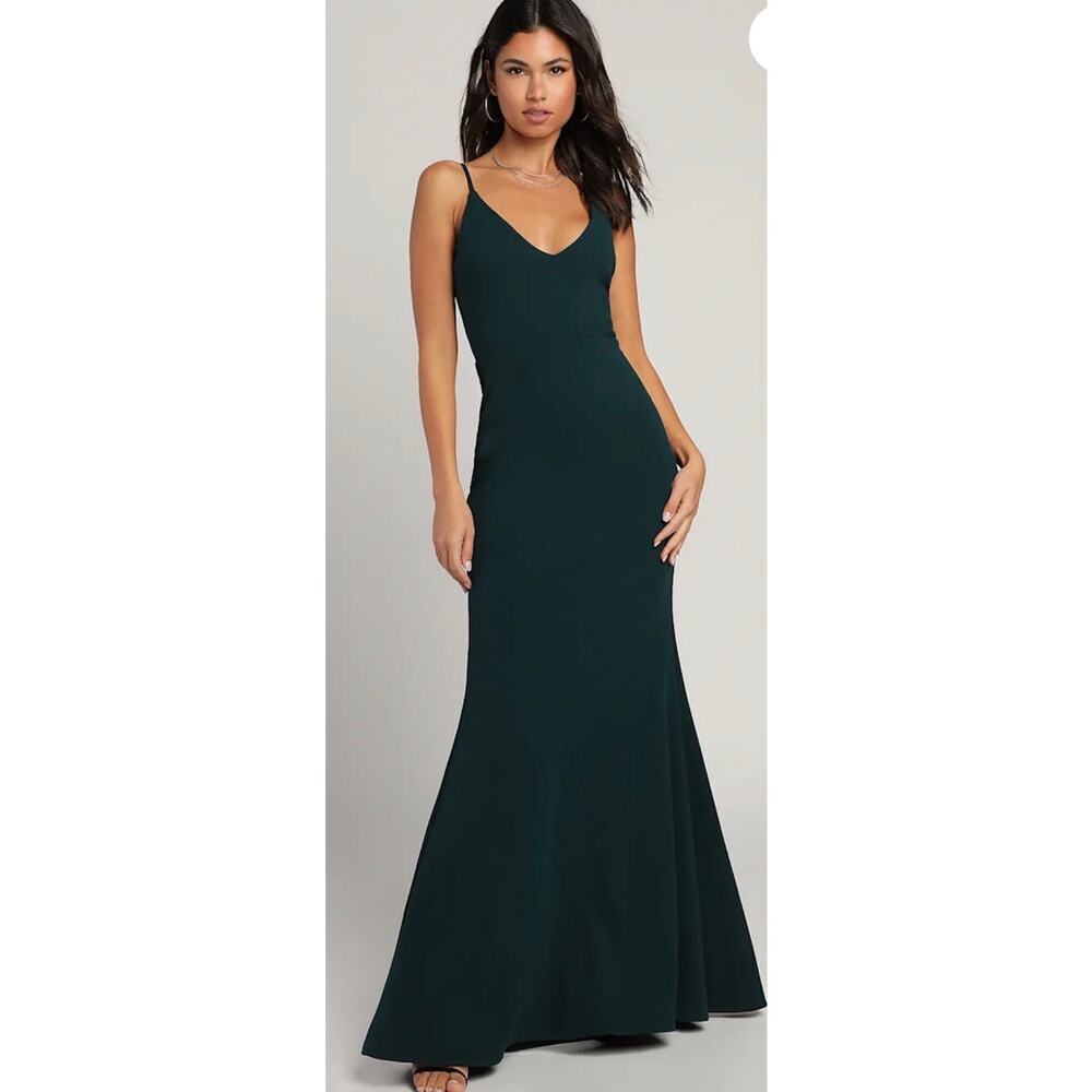 Lulus Infinite Glory Forest Green Maxi Dress, size small, MSRP $99, Idb71970